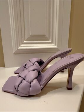 Marc Fisher lavender braided leather mules